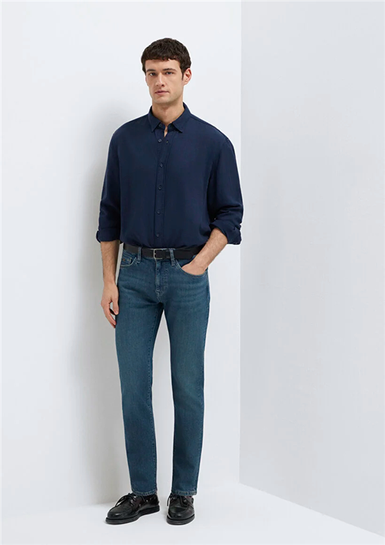 Mavı M00351A1735 Marcus Mıd Cooper Blue Mavı Pro Erkek Slım Straıght Denım Pantolon