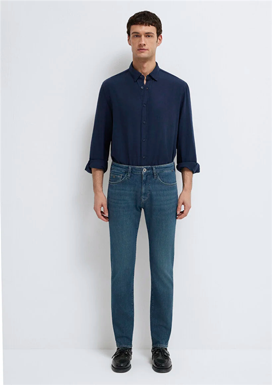 Mavı M00351A1735 Marcus Mıd Cooper Blue Mavı Pro Erkek Slım Straıght Denım Pantolon