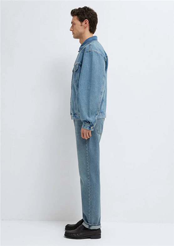 Mavı M0110001-A2096 Ryan Dusty Lt Blue Denım Erkek Oversıze Denım Ceket