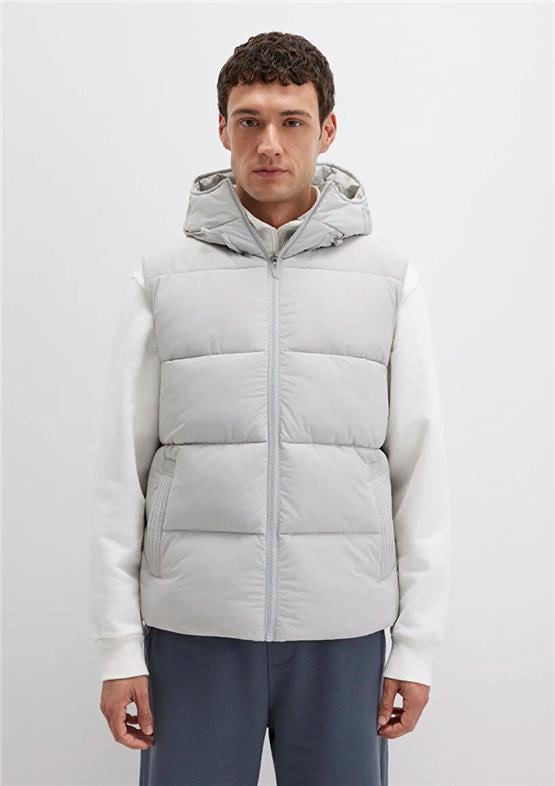 Mavı M0110089-70075 Acık Grı Erkek Normal Kesım Kapusonlu Sısme Yelek