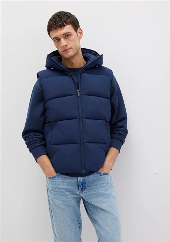 Mavı M0110089-82318 Koyu Lacıvert Erkek Normal Kesım Kapusonlu Sısme Yelek