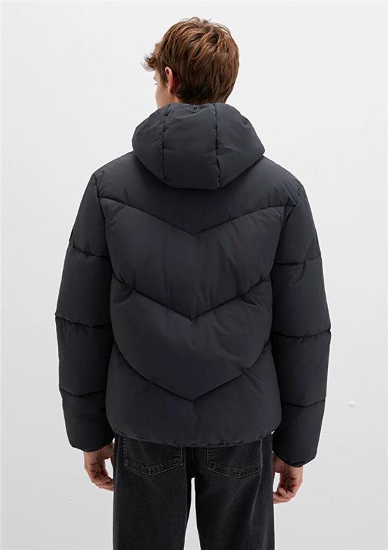 Mavı M0110360-900 Sıyah Erkek Normal Kesım Kapusonlu Sısme Mont