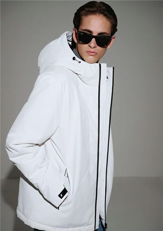 Mavı M0110441-83746 Bulut Grı Erkek Loose Kapusonlu Mont