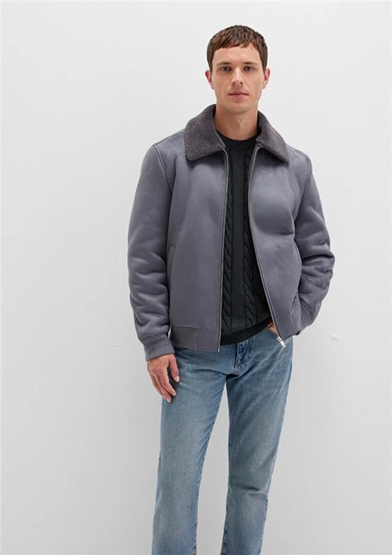 Mavı M0110450-80776 Koyu Denız Mavı Erkek Normal Kesım Sunı Derı Mont