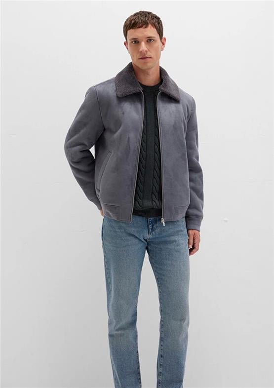 Mavı M0110450-80776 Koyu Denız Mavı Erkek Normal Kesım Sunı Derı Mont