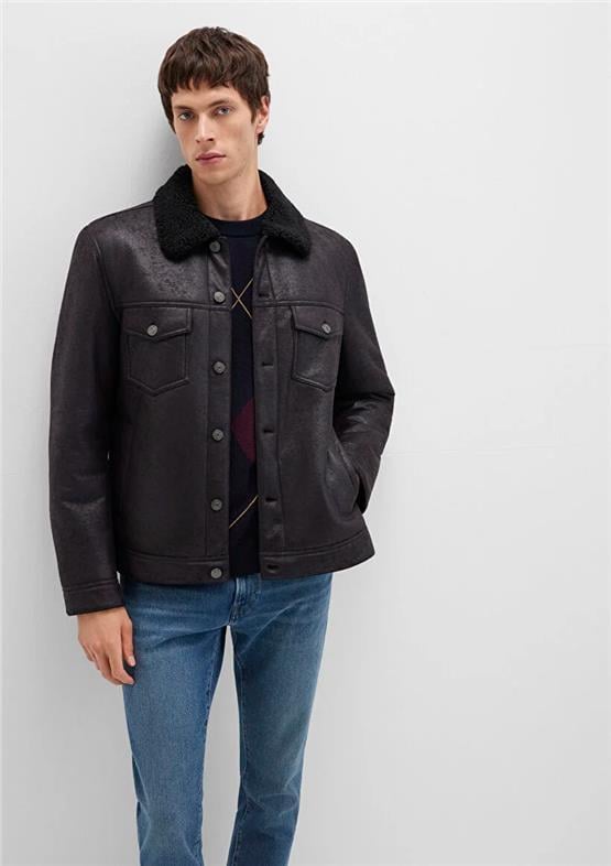 Mavı M0110460-71379 Jet Sıyah Erkek Normal Kesım Sunı Derı Mont