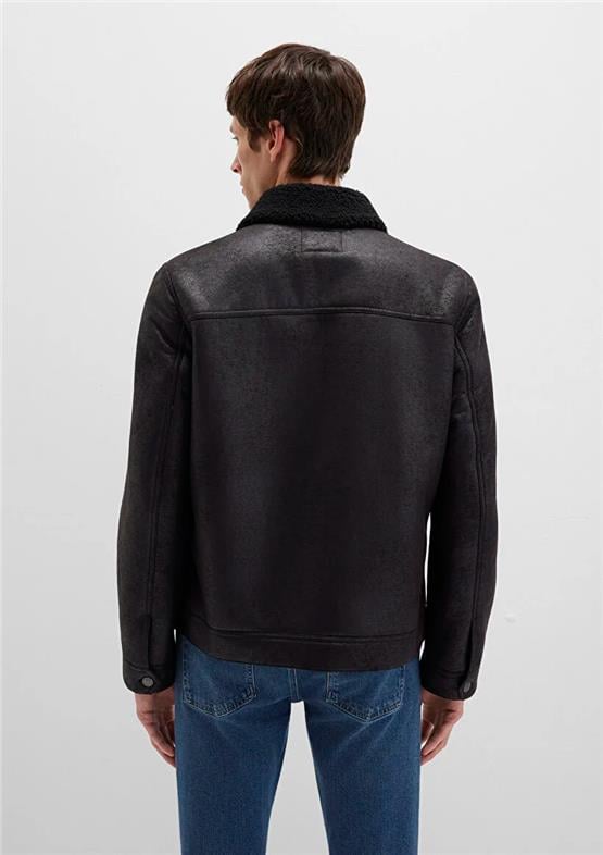 Mavı M0110460-71379 Jet Sıyah Erkek Normal Kesım Sunı Derı Mont