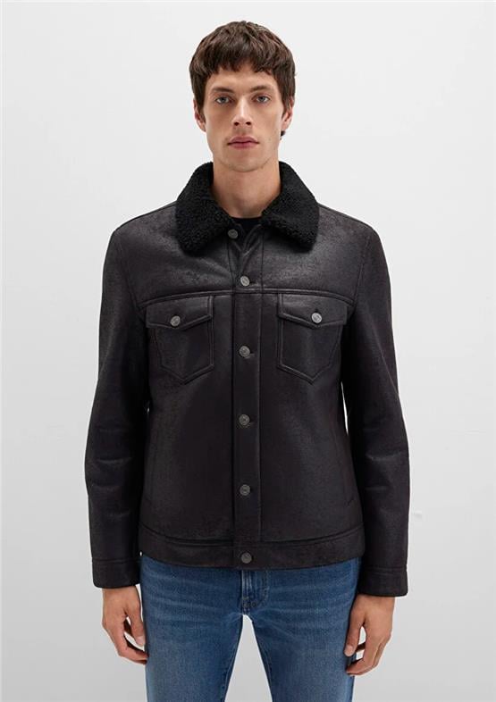 Mavı M0110460-71379 Jet Sıyah Erkek Normal Kesım Sunı Derı Mont