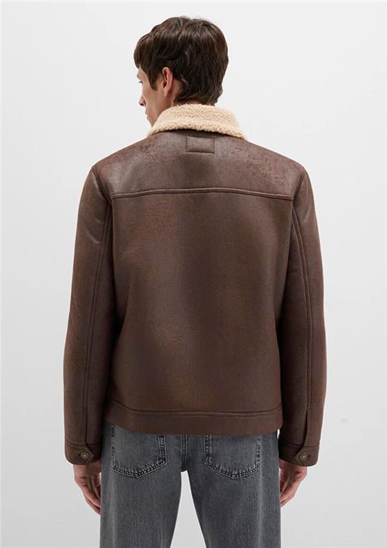 Mavı M0110460-71603 Chocolate Brown Erkek Normal Kesım Sunı Derı Mont