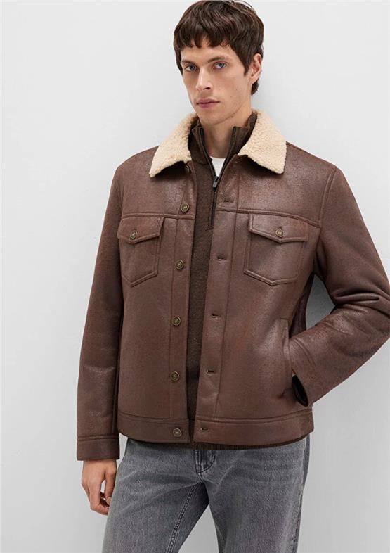 Mavı M0110460-71603 Chocolate Brown Erkek Normal Kesım Sunı Derı Mont