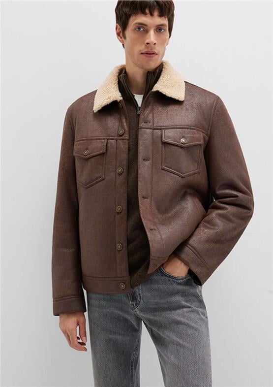 Mavı M0110460-71603 Chocolate Brown Erkek Normal Kesım Sunı Derı Mont