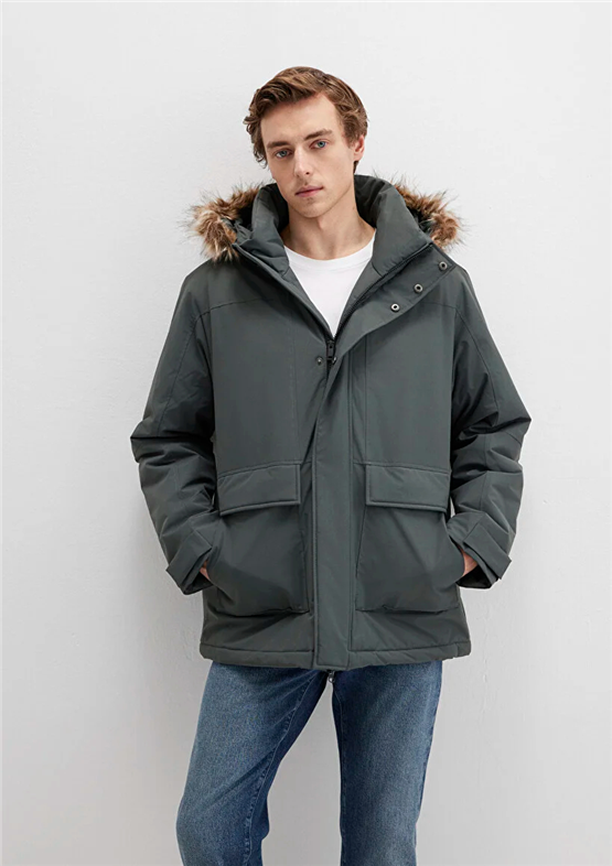 Mavı M0110472-71598 Yosun Yesılı Erkek Loose Kapusonlu Parka