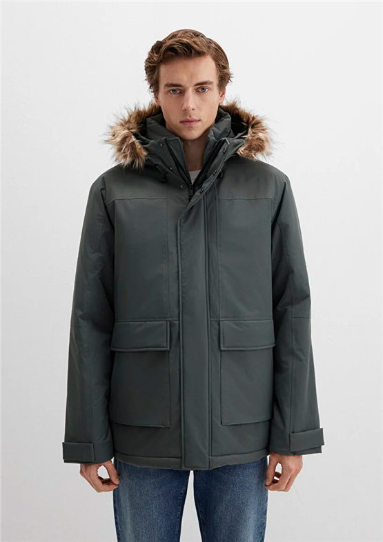Mavı M0110472-71598 Yosun Yesılı Erkek Loose Kapusonlu Parka