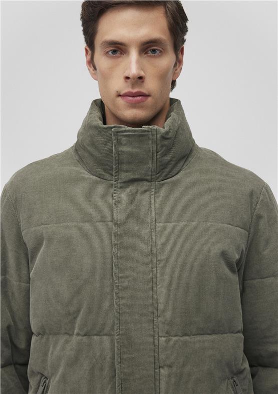 Mavı M0110476-85485 Soluk Koyu Yesıl Erkek Loose Kadıfe Dık Yaka Mont