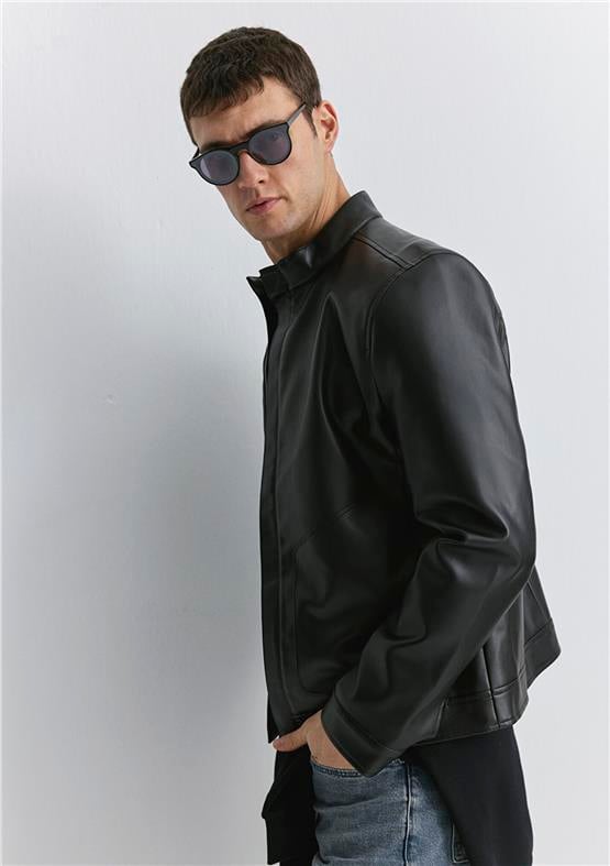 Mavı M0110537-71379 Jet Sıyah Erkek Slım Derı Ceket