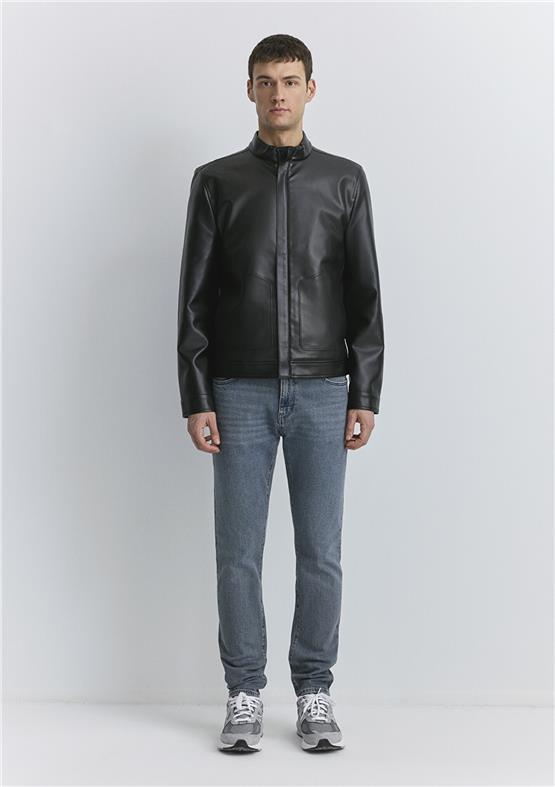 Mavı M0110537-71379 Jet Sıyah Erkek Slım Derı Ceket
