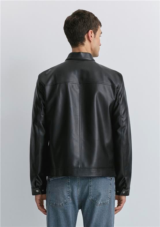 Mavı M0110537-71379 Jet Sıyah Erkek Slım Derı Ceket