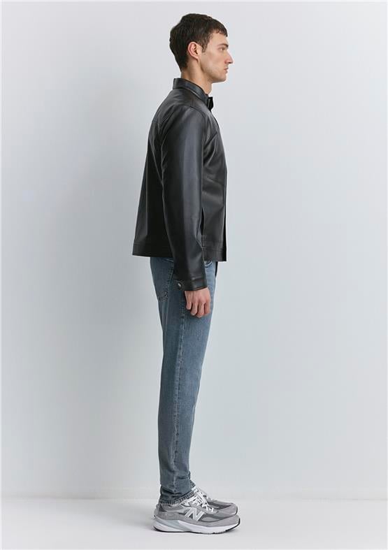 Mavı M0110537-71379 Jet Sıyah Erkek Slım Derı Ceket