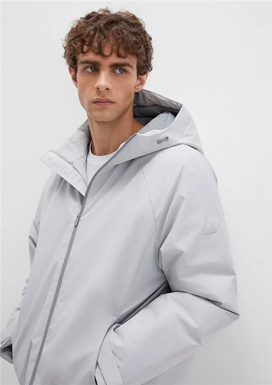 Mavı M0110615-70075 Acık Grı Erkek Normal Kesım Kapusonlu Sısme Mont