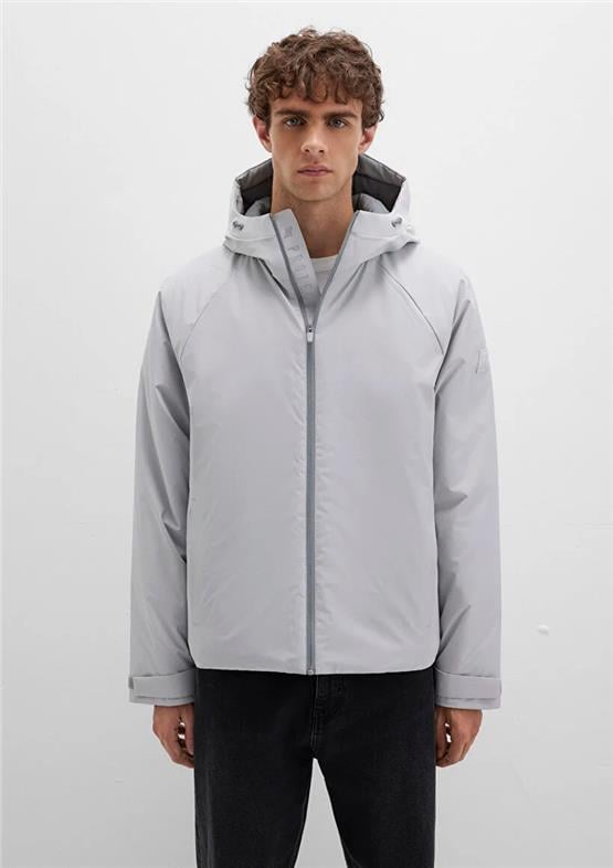 Mavı M0110615-70075 Acık Grı Erkek Normal Kesım Kapusonlu Sısme Mont