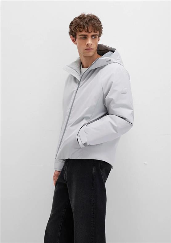 Mavı M0110615-70075 Acık Grı Erkek Normal Kesım Kapusonlu Sısme Mont