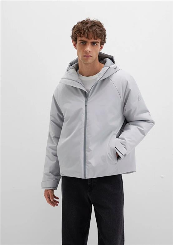 Mavı M0110615-70075 Acık Grı Erkek Normal Kesım Kapusonlu Sısme Mont