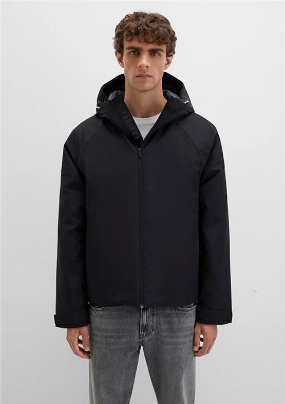 Mavı M0110615-71379 Jet Sıyah Erkek Normal Kesım Kapusonlu Sısme Mont