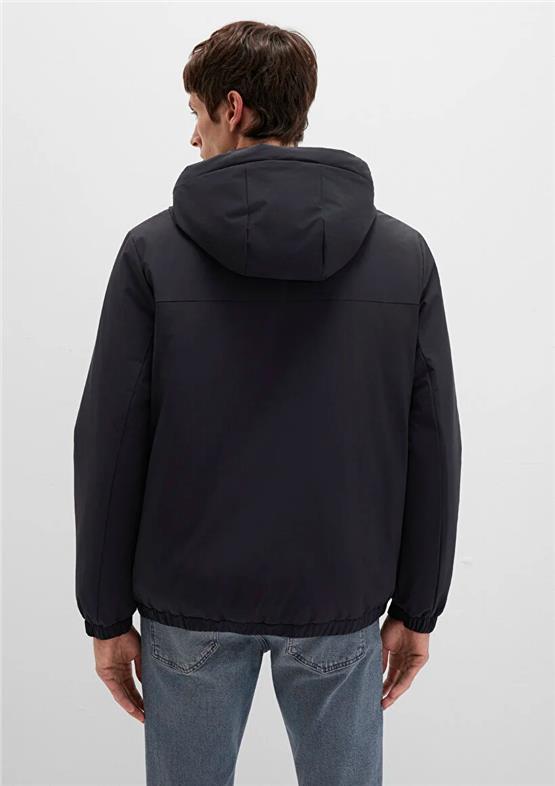 Mavı M0110617-71379 Jet Sıyah Erkek Bol Rahat Kesım Kapusonlu Sısme Mont