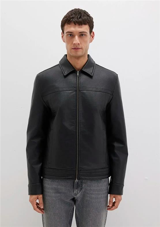 Mavı M0110635-71379 Jet Sıyah Erkek Normal Kesım Sunı Derı Mont