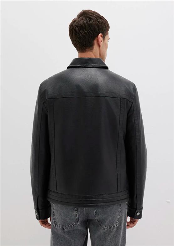 Mavı M0110635-71379 Jet Sıyah Erkek Normal Kesım Sunı Derı Mont