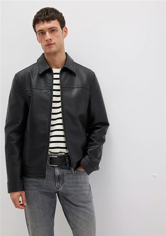 Mavı M0110635-71379 Jet Sıyah Erkek Normal Kesım Sunı Derı Mont