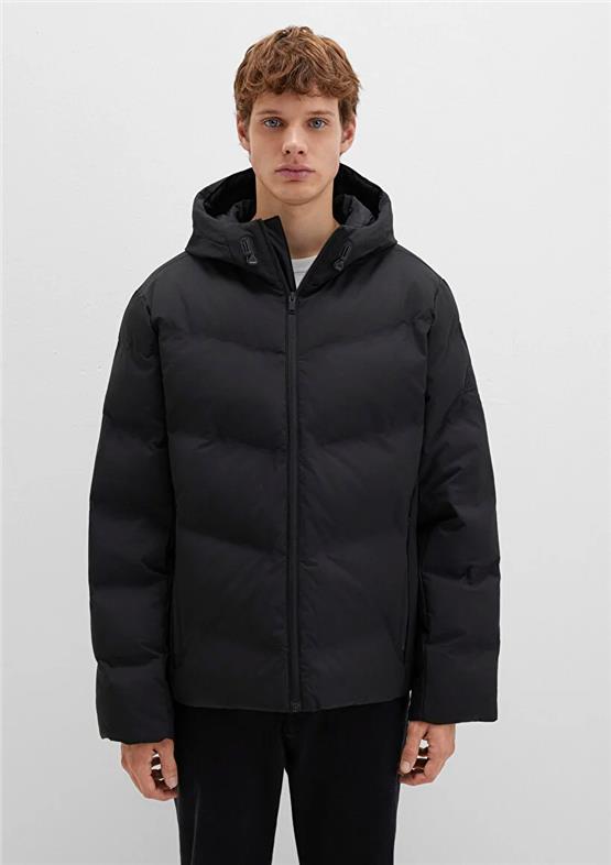 Mavı M0110651-71379 Jet Sıyah Erkek Bol Rahat Kesım Kapusonlu Sısme Mont