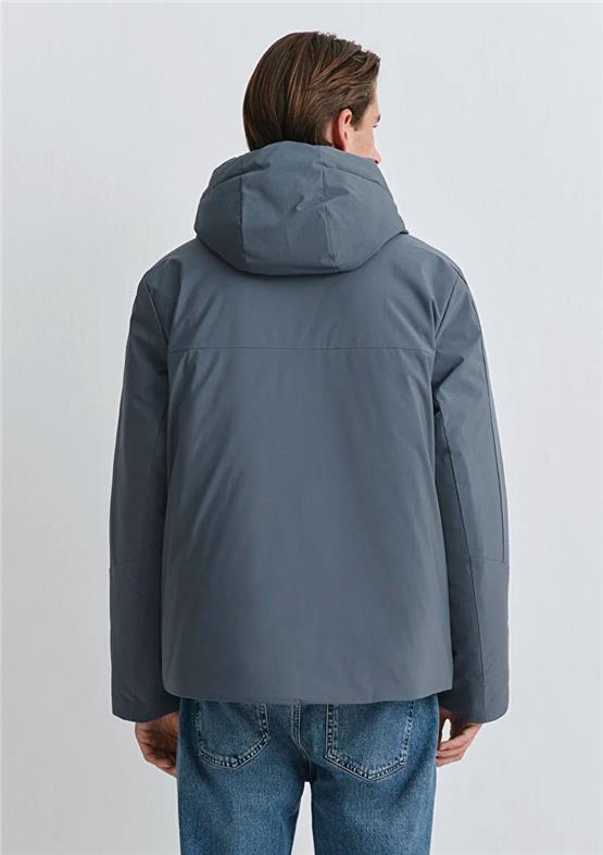 Mavı M0110663-80776 Koyu Denız Mavı Erkek Bol Rahat Kesım Kapusonlu Sısme Mont