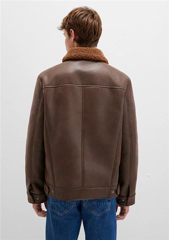 Mavı M0110669-70240 Black Coffee Erkek Normal Kesım Dugmelı Sunı Derı Mont