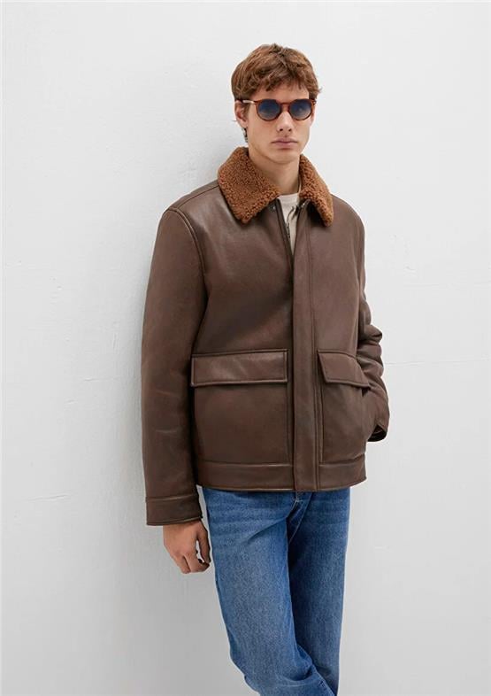 Mavı M0110669-70240 Black Coffee Erkek Normal Kesım Dugmelı Sunı Derı Mont