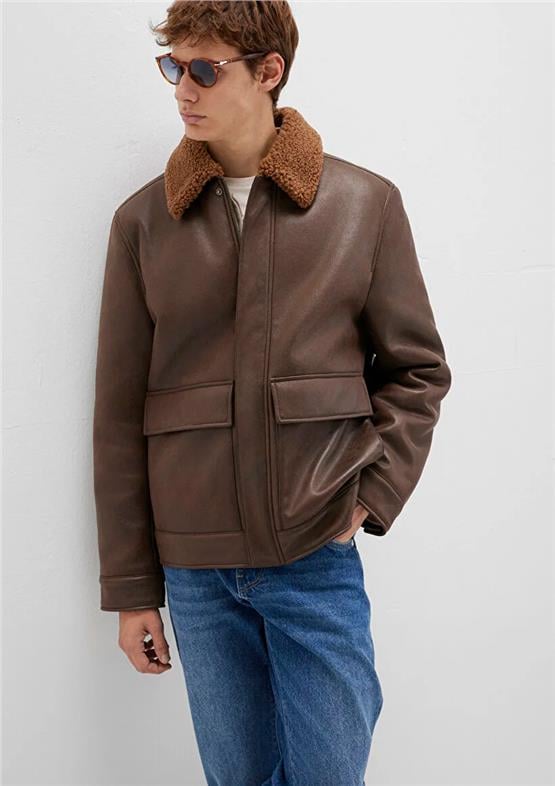 Mavı M0110669-70240 Black Coffee Erkek Normal Kesım Dugmelı Sunı Derı Mont