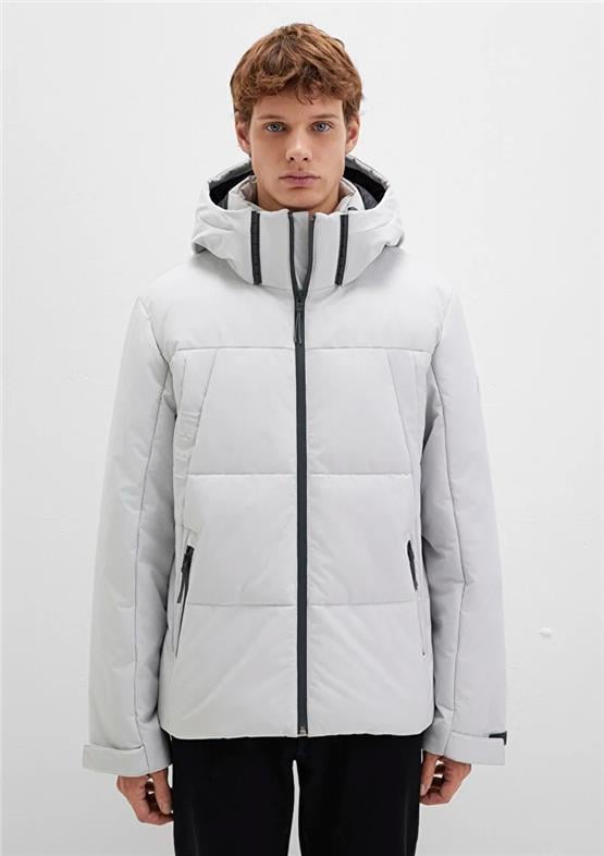 Mavı M0110675-70074 Acık Grı Erkek Loose Kapusonlu Sısme Mont