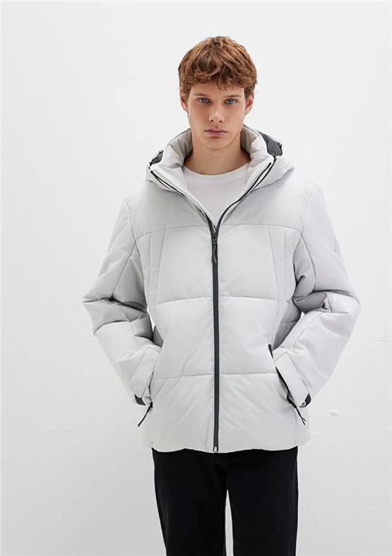 Mavı M0110675-70074 Acık Grı Erkek Loose Kapusonlu Sısme Mont