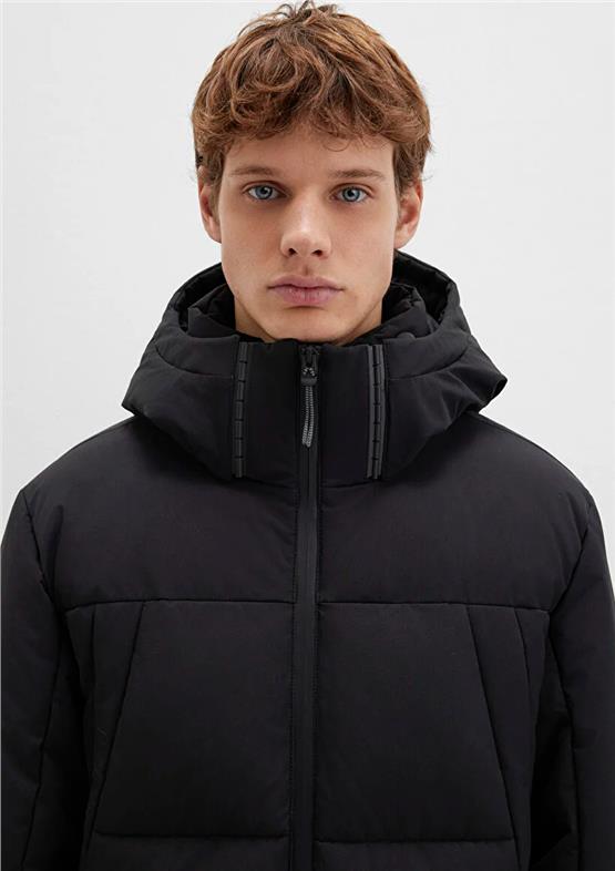 Mavı M0110675-71379 Jet Sıyah Erkek Loose Kapusonlu Sısme Mont