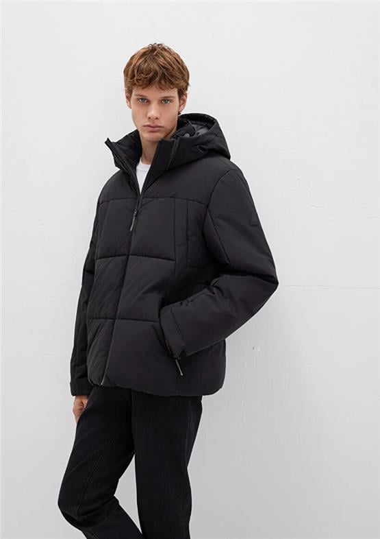 Mavı M0110675-71379 Jet Sıyah Erkek Loose Kapusonlu Sısme Mont