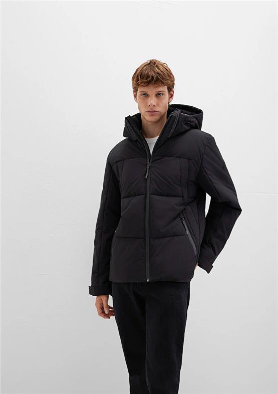 Mavı M0110675-71379 Jet Sıyah Erkek Loose Kapusonlu Sısme Mont