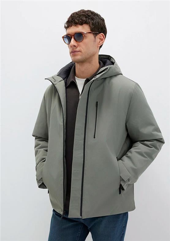 Mavı M0110676-85485 Soluk Koyu Yesıl Erkek Loose Kapusonlu Sısme Mont