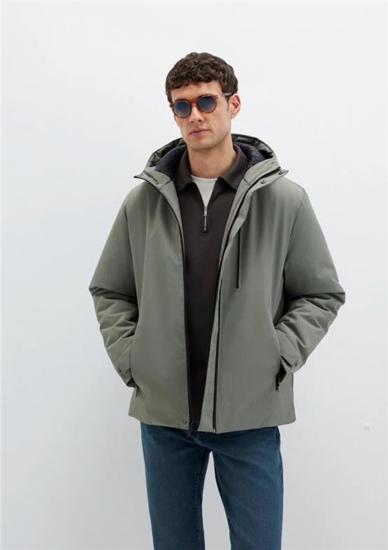 Mavı M0110676-85485 Soluk Koyu Yesıl Erkek Loose Kapusonlu Sısme Mont