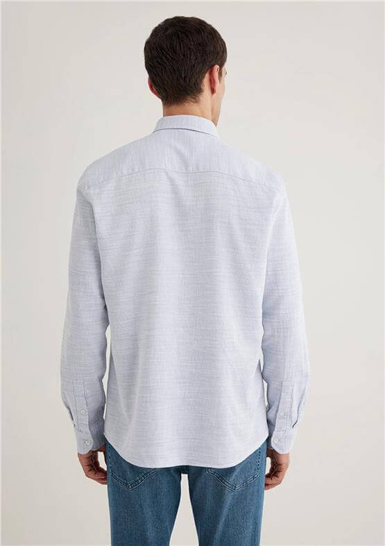 Mavı M0210053-70874 Havacı Mavı Erkek Slım Uzun Kollu Gomlek