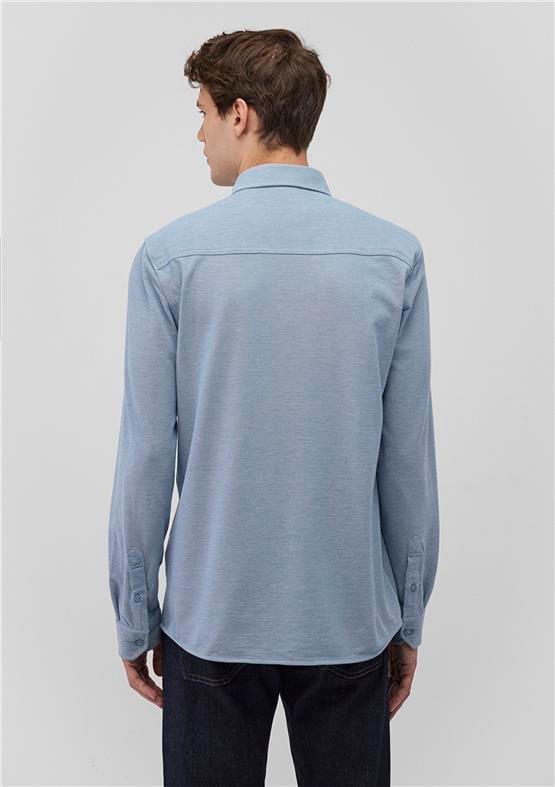 Mavı M0210294-34713 Havacı Mavı Erkek Fıtted Pamuk Uzun Kollu Gomlek