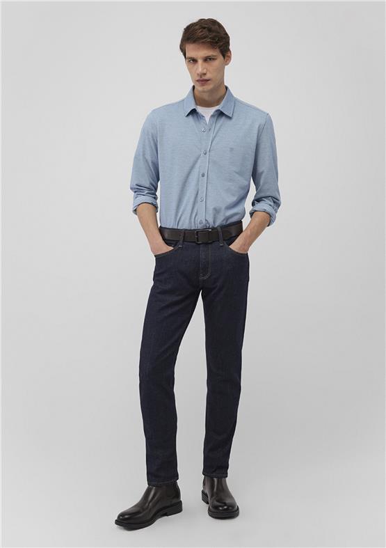 Mavı M0210294-34713 Havacı Mavı Erkek Fıtted Pamuk Uzun Kollu Gomlek