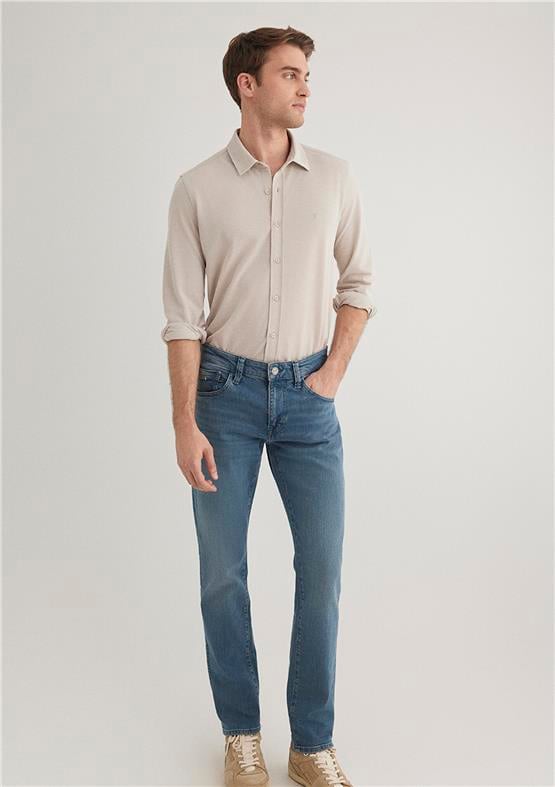 Mavı M0210294-70145 Soluk Toz Bejı Erkek Fıtted Uzun Kollu Gomlek