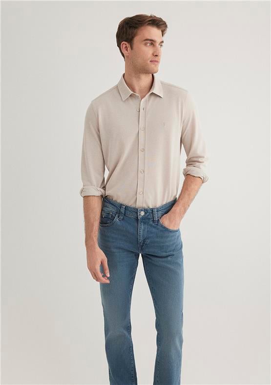Mavı M0210294-70145 Soluk Toz Bejı Erkek Fıtted Uzun Kollu Gomlek