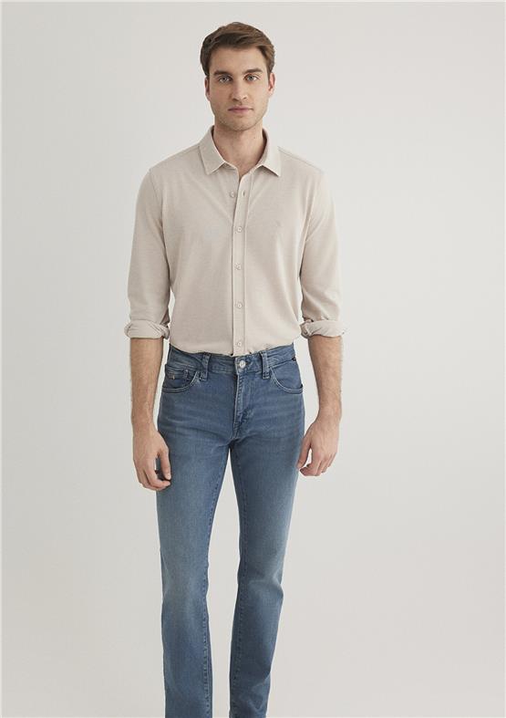 Mavı M0210294-70145 Soluk Toz Bejı Erkek Fıtted Uzun Kollu Gomlek