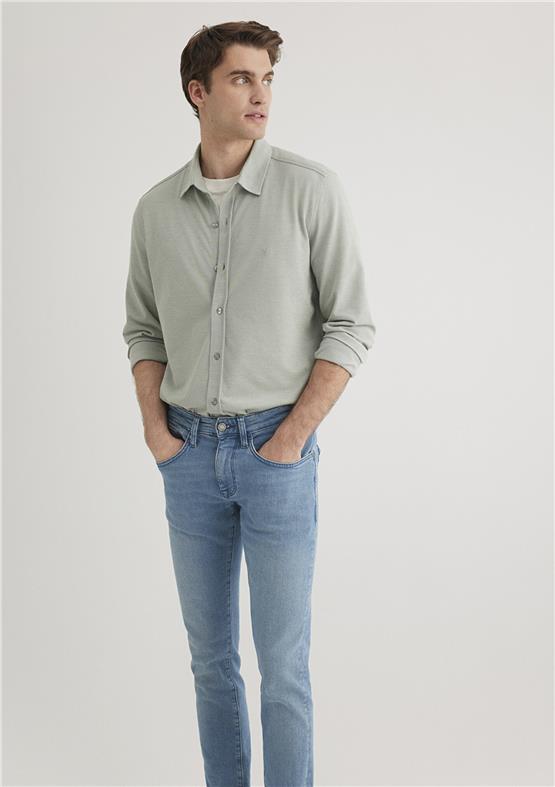 Mavı M0210294-71476 Acık Yesıl Erkek Fıtted Uzun Kollu Gomlek